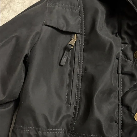 Madison Black Coat with Faux Fur Hood - Picture 9 of 14